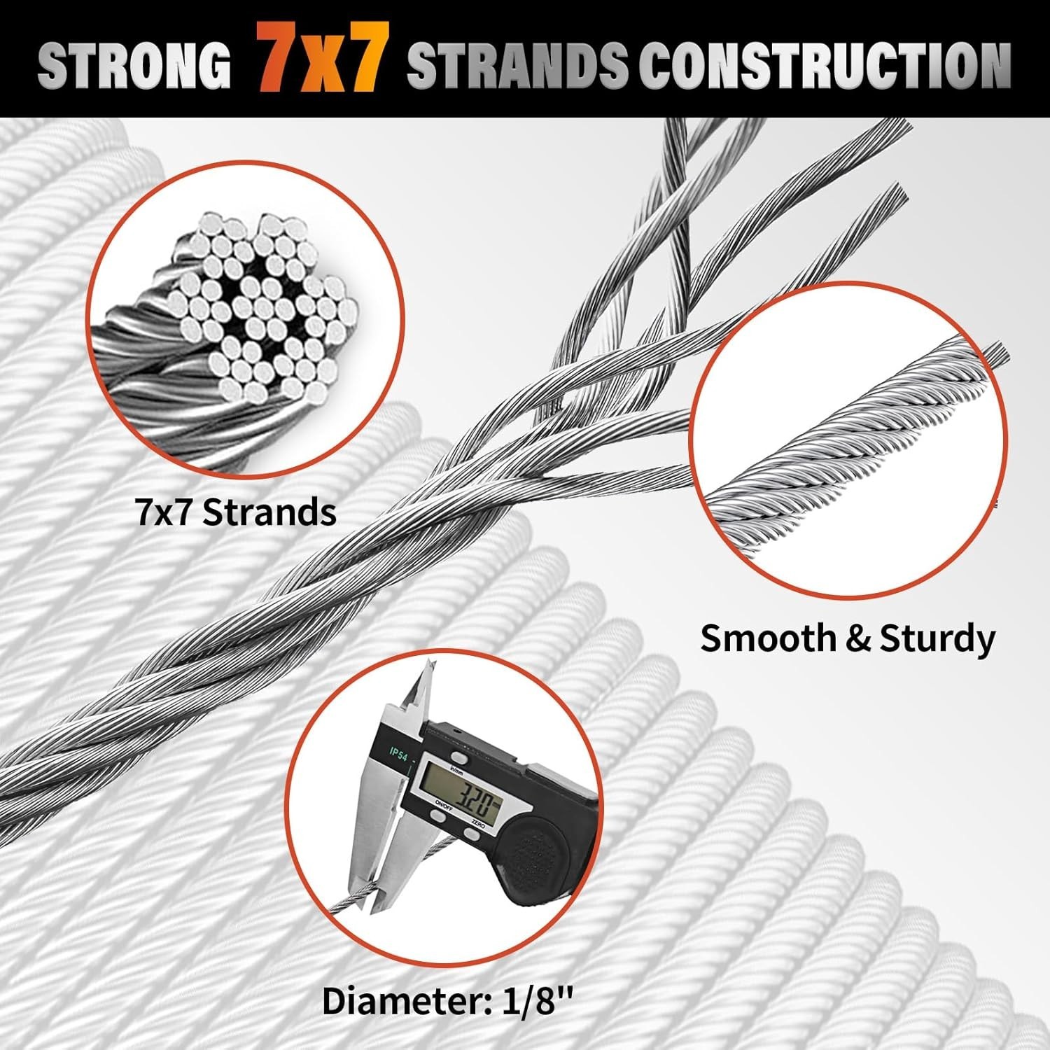 Stainless Steel Cable for Railing – 500FT 1/8″ T316 Wire Rope Cable for Deck …