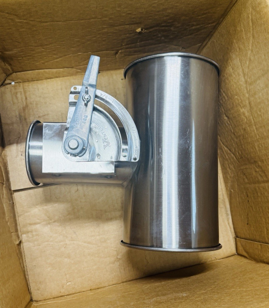 Nordfab Stainless Steel Tee Duct 6 x 6 x 4 Ventline Damper 560 555-1/2″