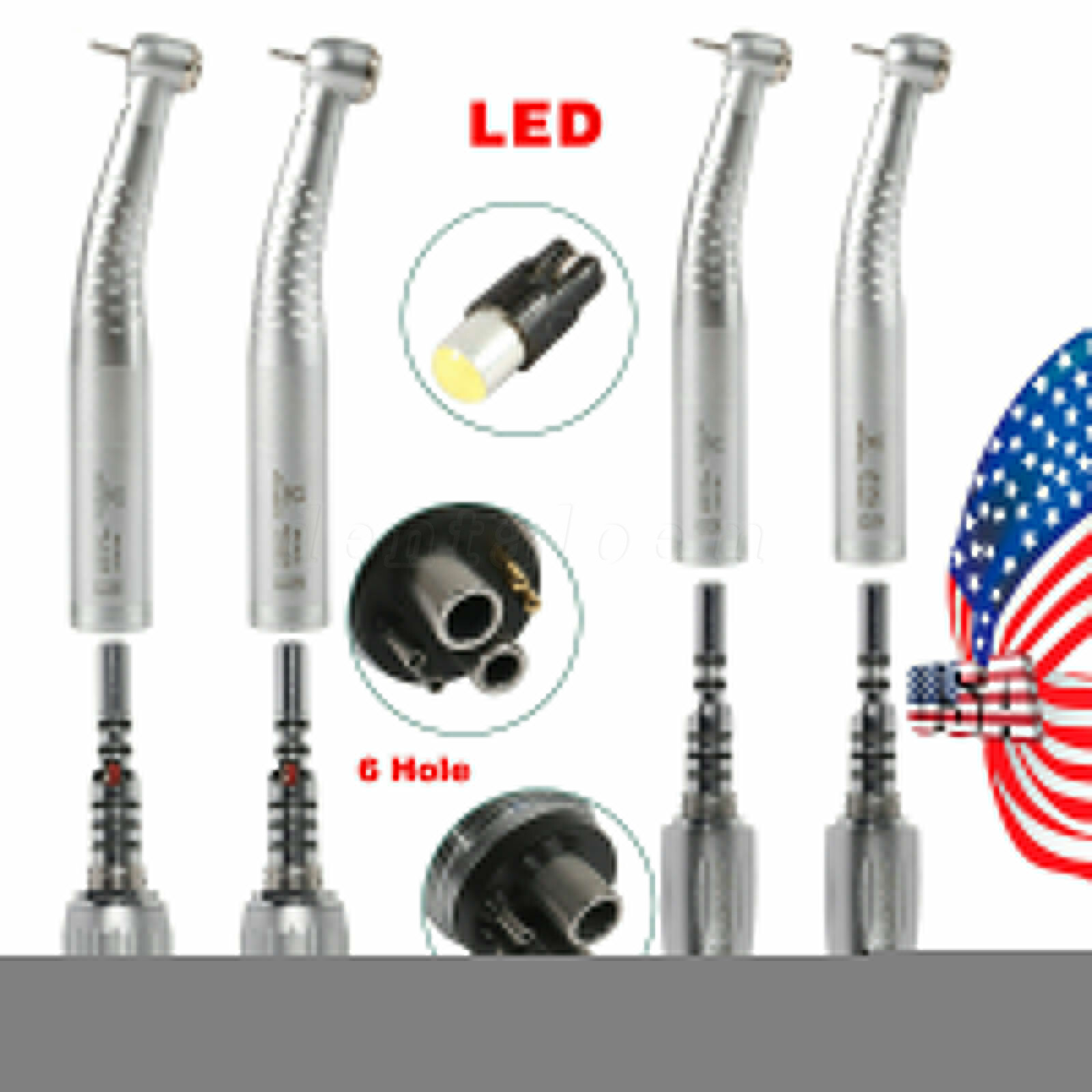USA Dental LED Fiber Optic Handpiece High Speed Fit KaV Coupling 4Hole / 6Pin