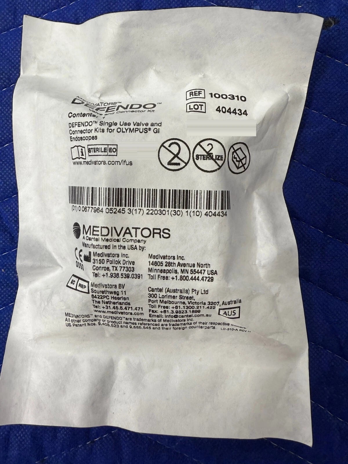 OLYMPUS A/W, SUCTION, BIOPSY, AUX WATER Endoscope Valve Set, Medivators #100310