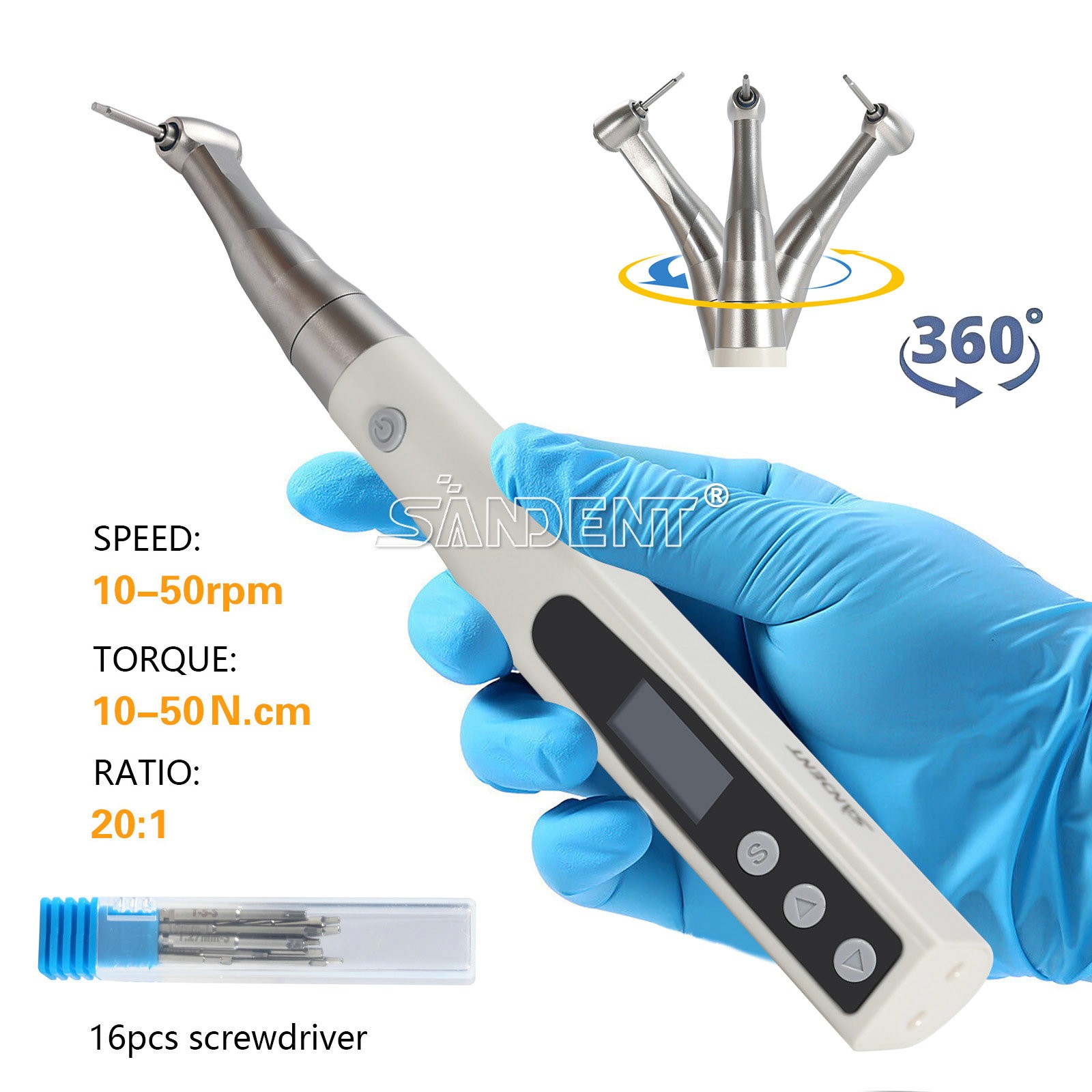 Dental Electric Torque Wrench Tip 360° Cordless Endodontic Implant Handpiece US