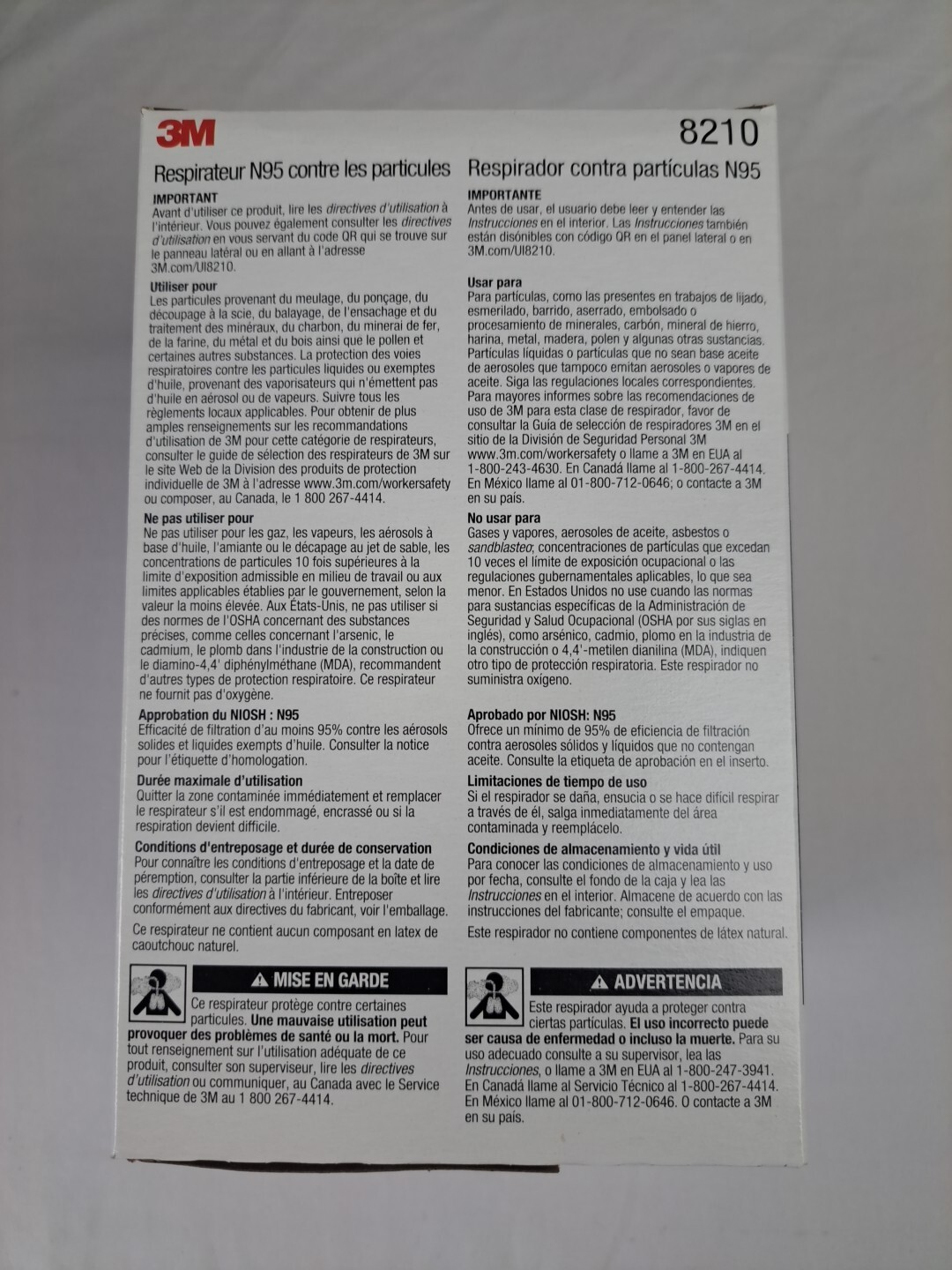 3M Particulate Respirator N95 8210 20 Disposable Mask Paint Prep Auto Body