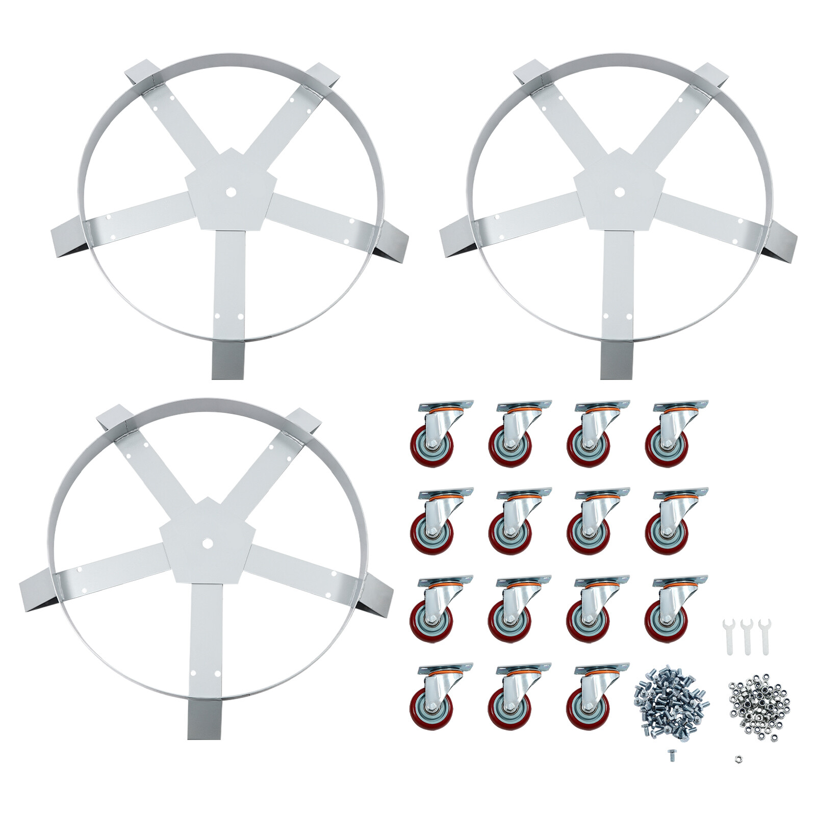 55 Gallon Drum Dolly Q235 Steel Barrel Dolly Carts Drum Dolly With 5 Wheels
