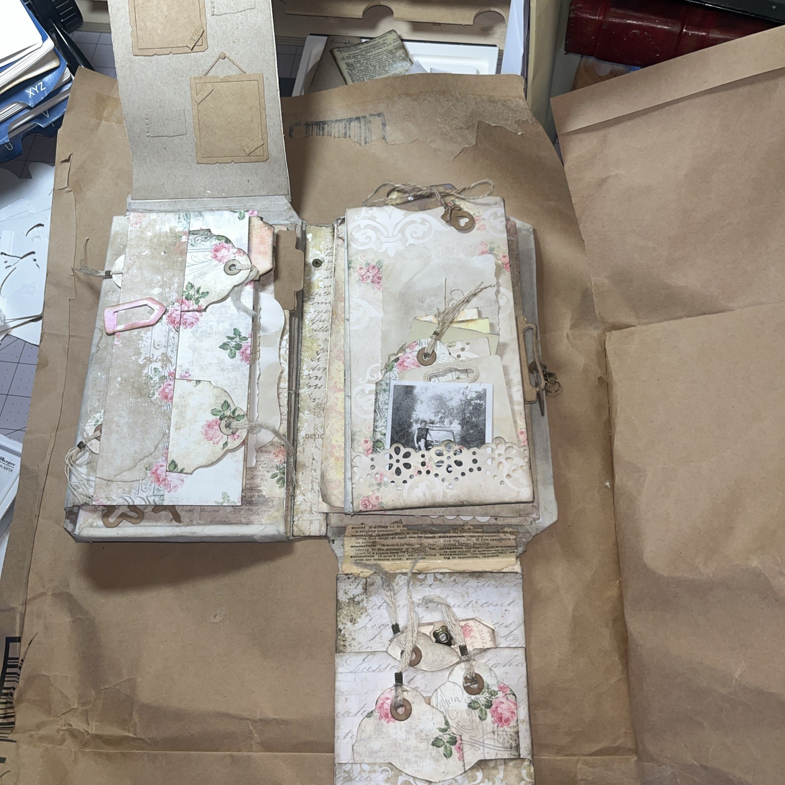 Handmade Junk Journal Folio Loaded with Flaps and Flips Working Lock And Keys