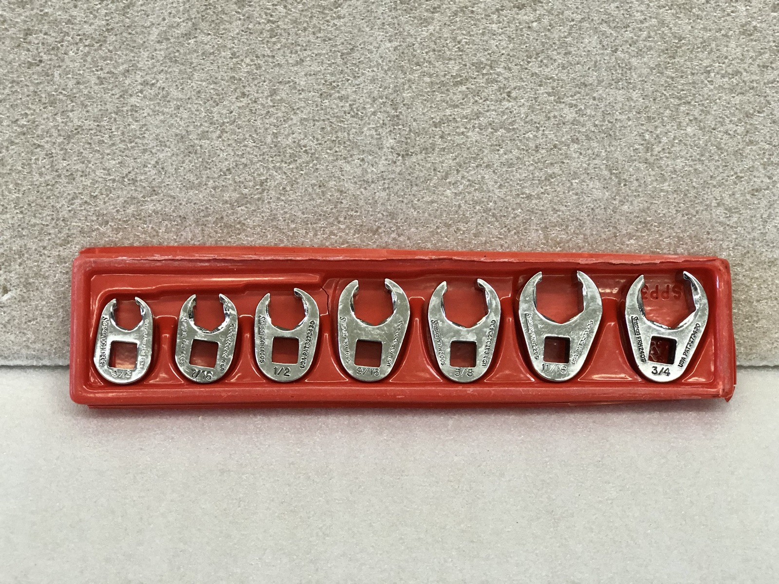 7-pc Snap-on Tools 3/8″ Drive SAE Flare Nut Crowfoot Wrench Set (3/8-3/4″) GUC