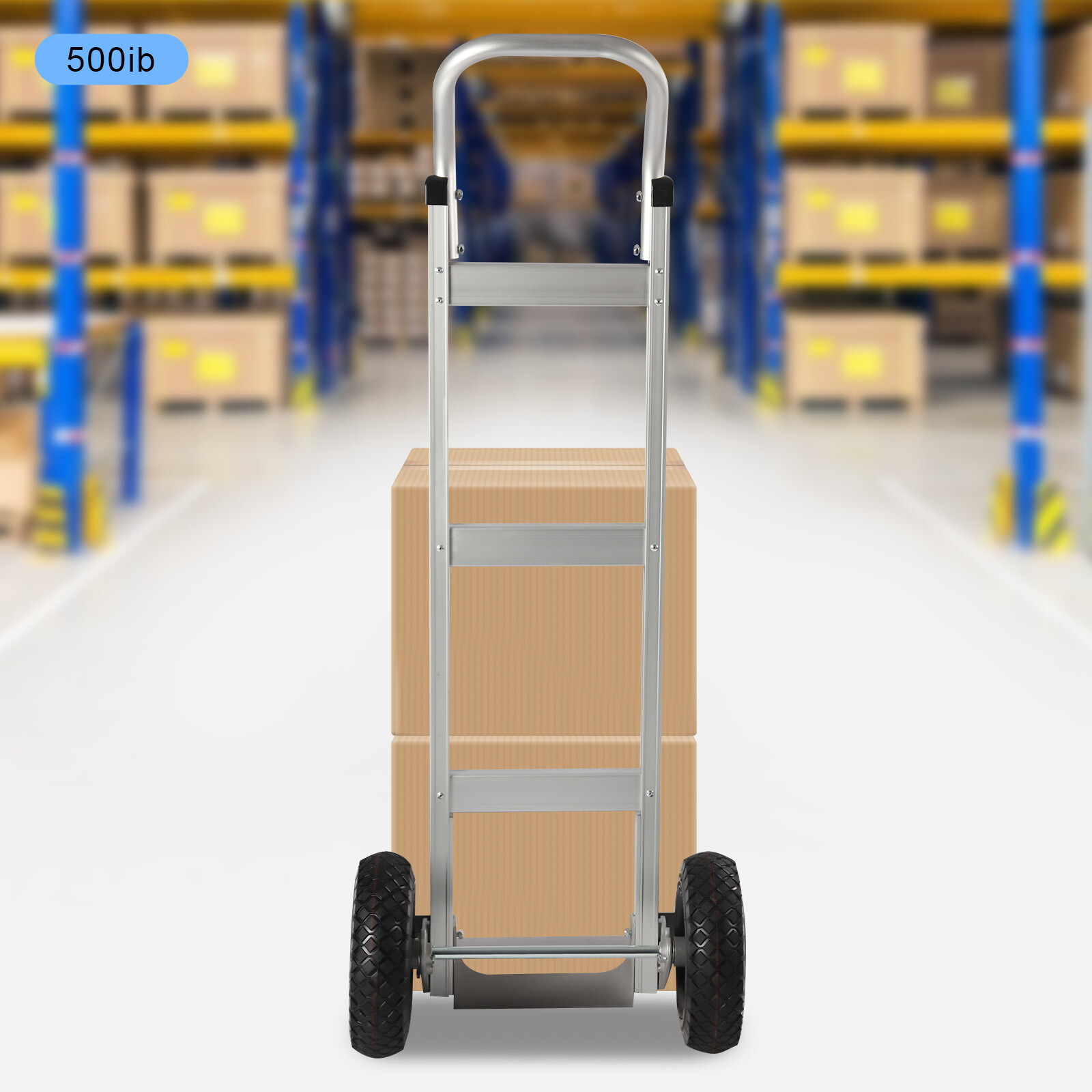 Aluminum Alloy Hand Truck Cart Heavy Duty Dolly with Rubber Wheels 440lbs/500lbs