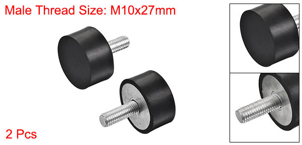 2pcs M10 Rubber Mounts Male Thread Shock Absorber for Motor Generator Compressor