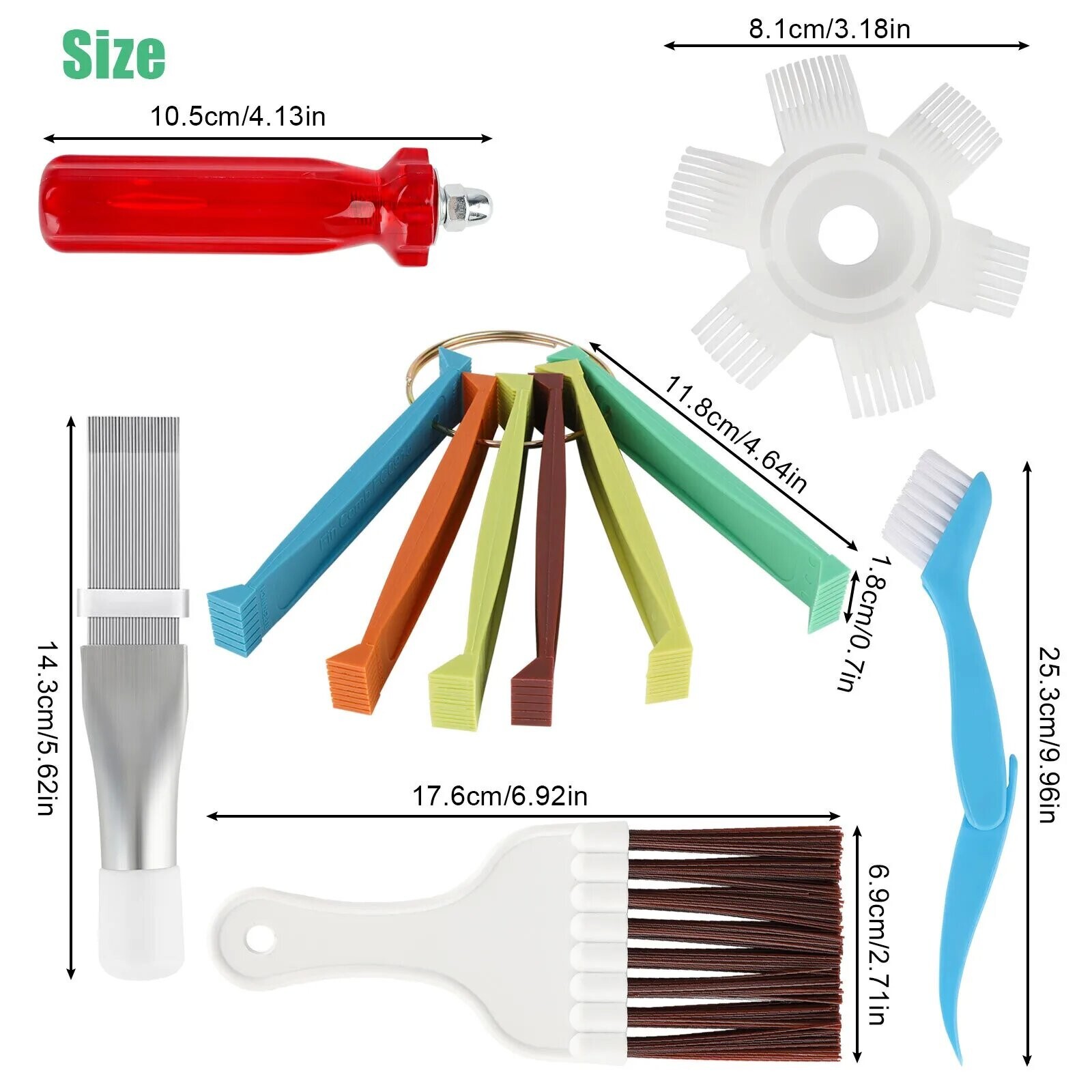 Air Conditioner Fin Cleaner Set Fin Comb Condenser Straightener Cleaning Brush