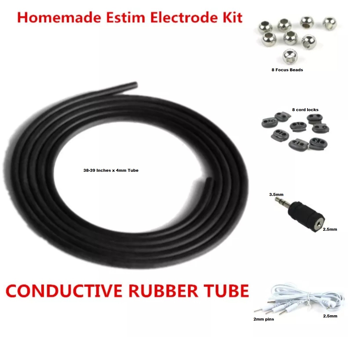 E Stim Electro Accessories Conductive Silicone Rubber Loops Cable Beads Adapter