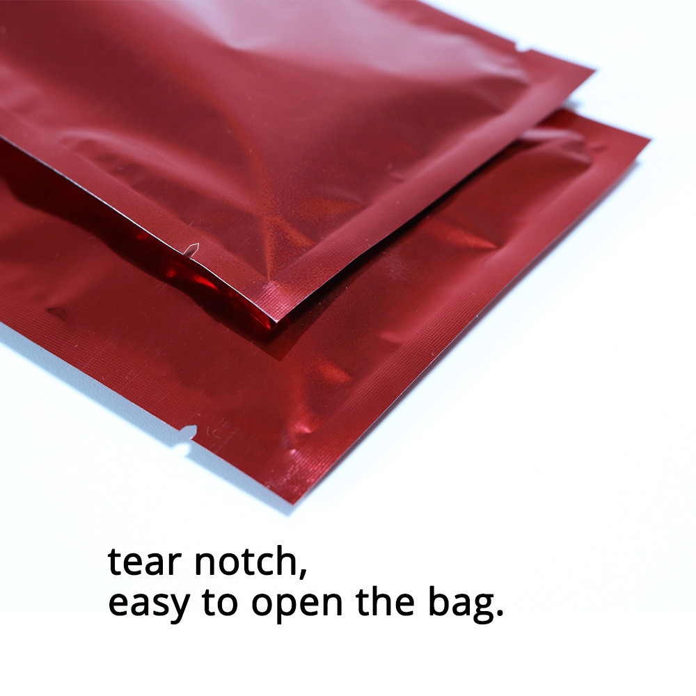 Many Sizes for Glossy Red Flat Foil Mylar Heat-Sealable Open Top Pouch Bag R05