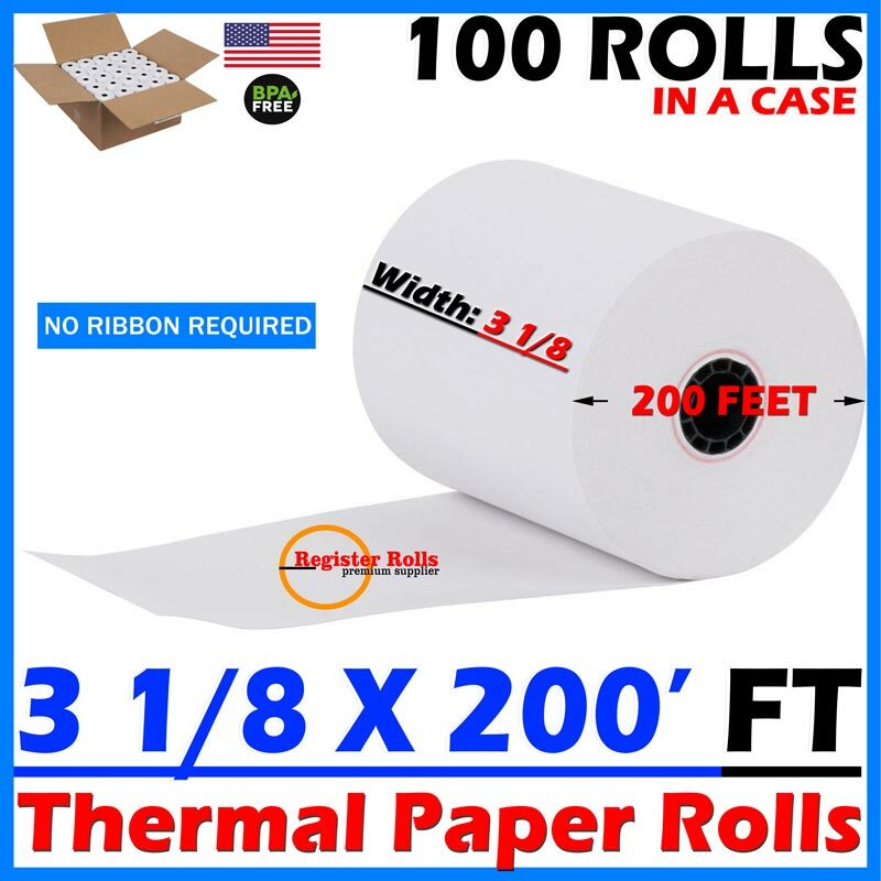 3 1/8″ x 200′ 50 ROLLS THERMAL PAPER CASH REGISTER POS PAPER ROLL RegisterRolls®