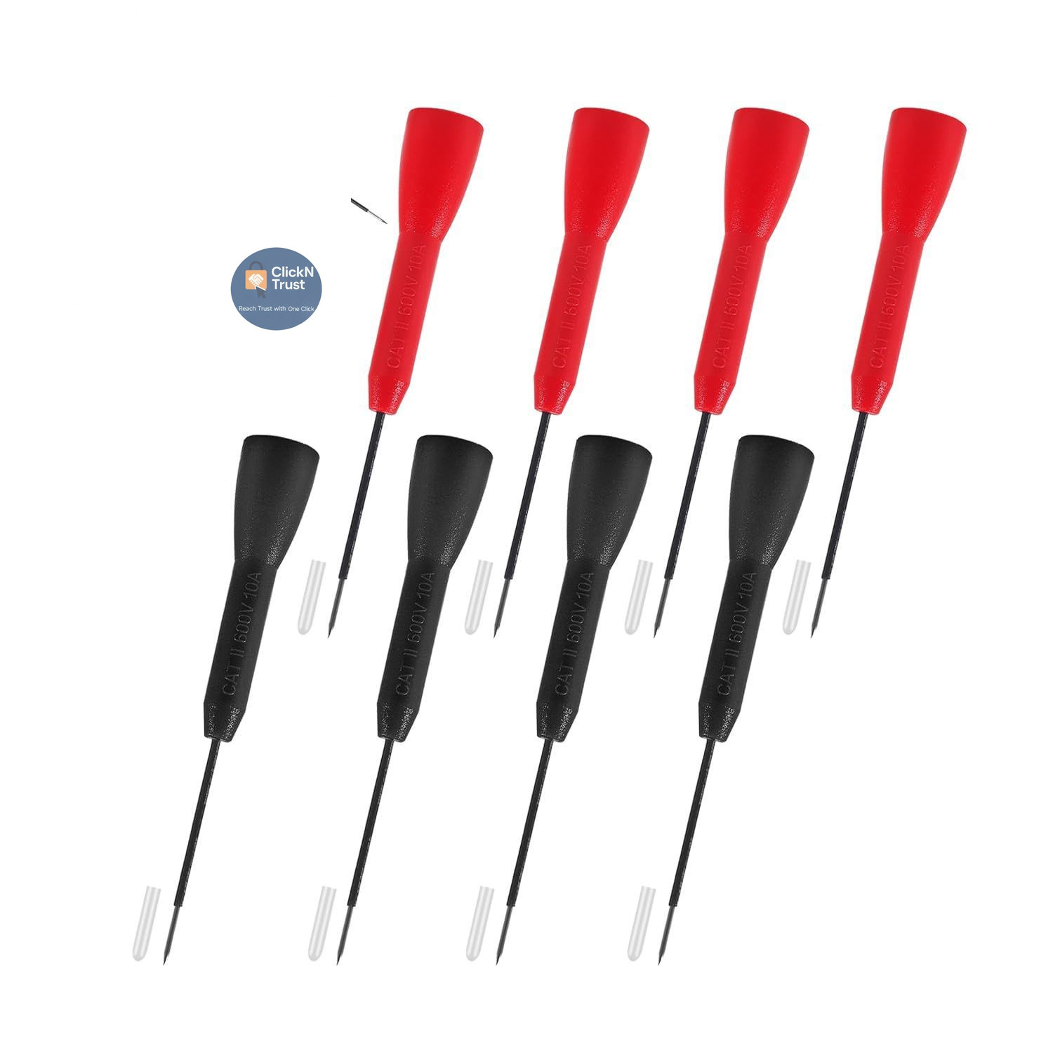 ALMOCN 8PCS 2mm Extended Needle Test Probes 600V/10A Non-Destructive Red