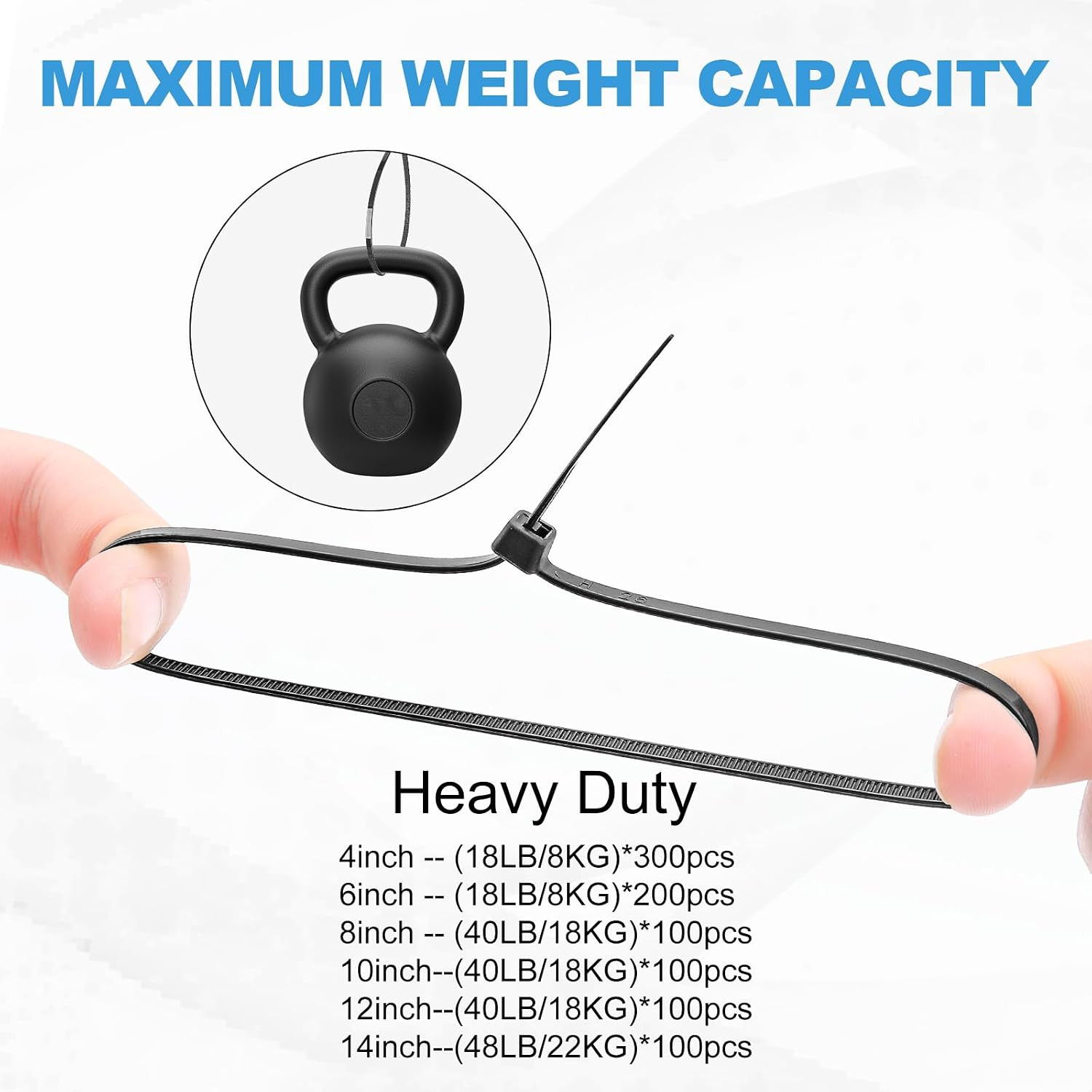 Zip Ties Assorted Sizes(14+12+10+8+6+4 Inch), 900 Pcs Black Zip Ties for Home, O