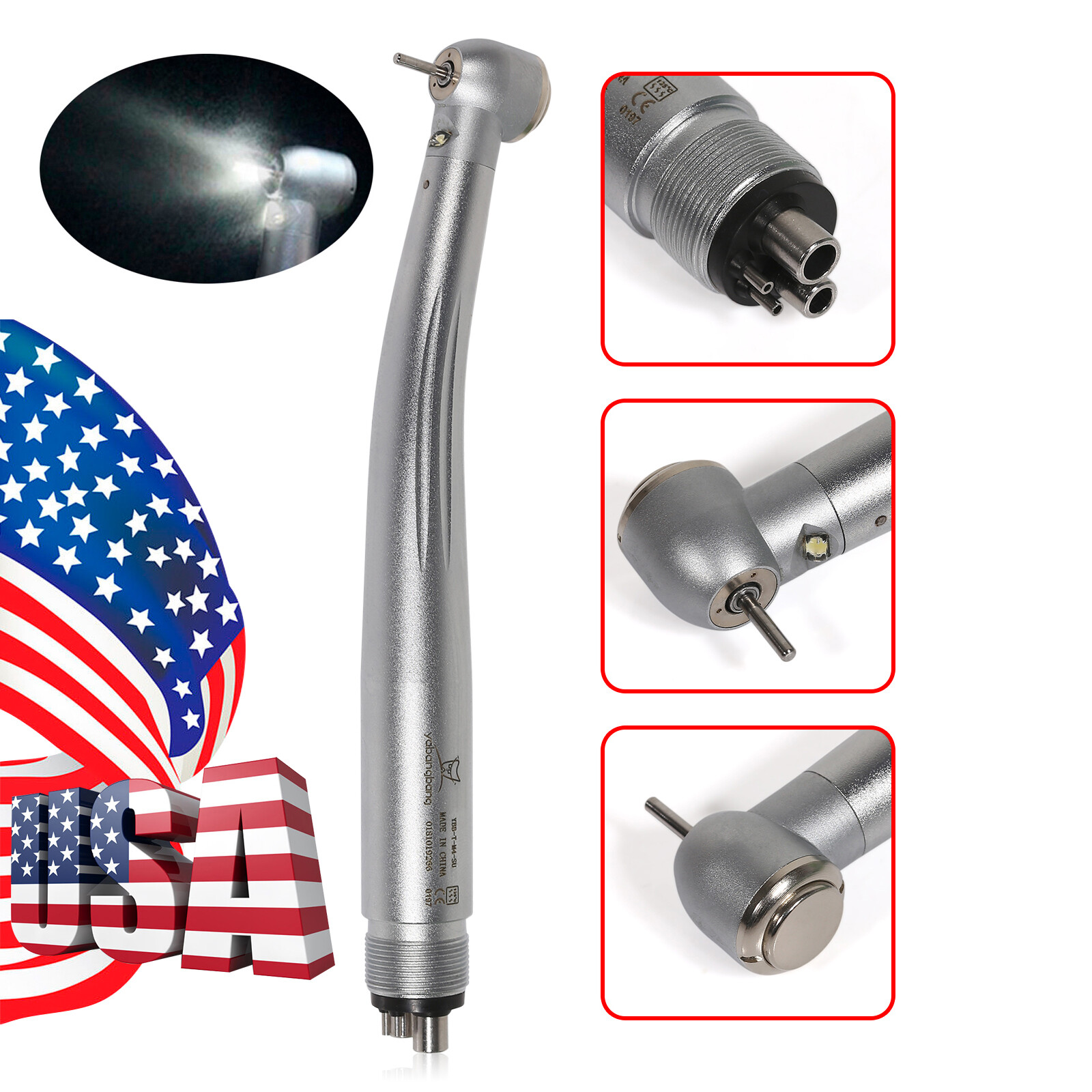 4 Hole YBM Dental LED E-generator Fiber Optic Handpiece Tip NSK Style