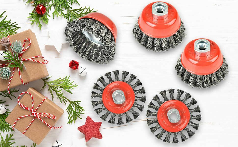 Aain 3 Inch Crimped Twisted Wire Knotted Cup Brush Angle Grinders 5/8″-11 Thread