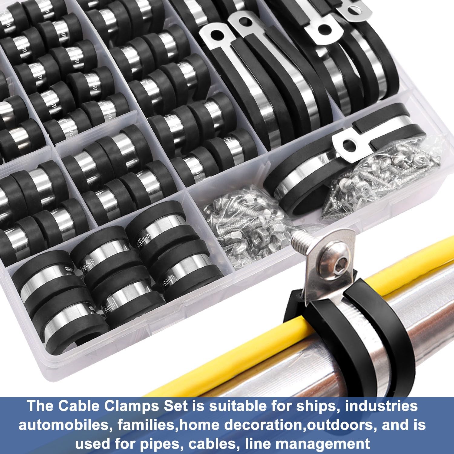 Taiss 136PCS Cable Clamps Assortment Kit Kit,