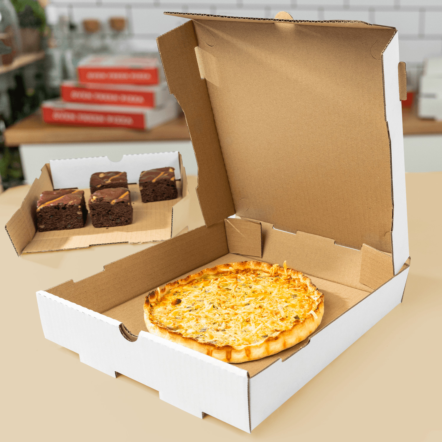 Karat Corrugated Pizza Box, 10”x10”x2”, White – 50 pcs, FP-PBF10W