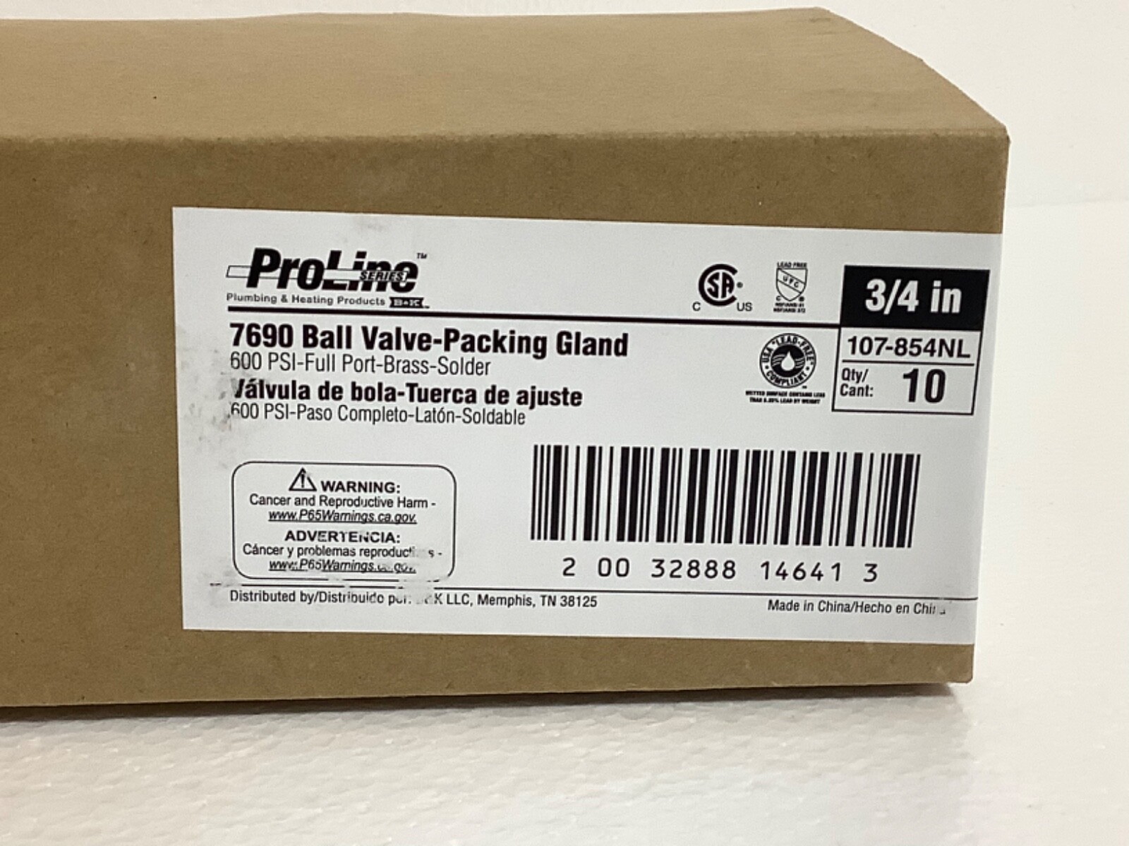 10 pcs ProLine 7690 Ball Valve-Packing Gland 600 PSI Full Port Brass Threaded