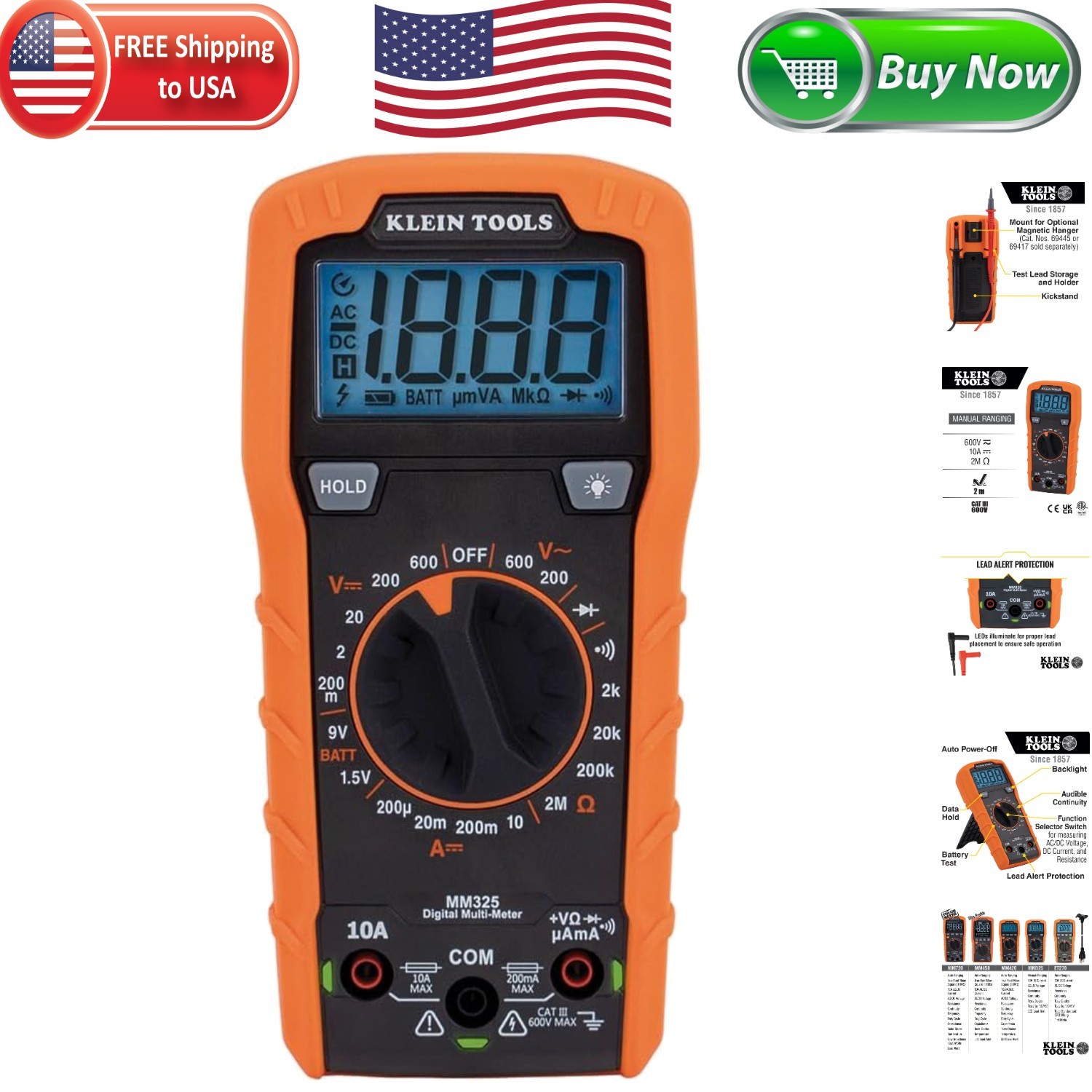 Versatile Digital Multimeter with Lead Alert & Backlit LCD for Precise Testing