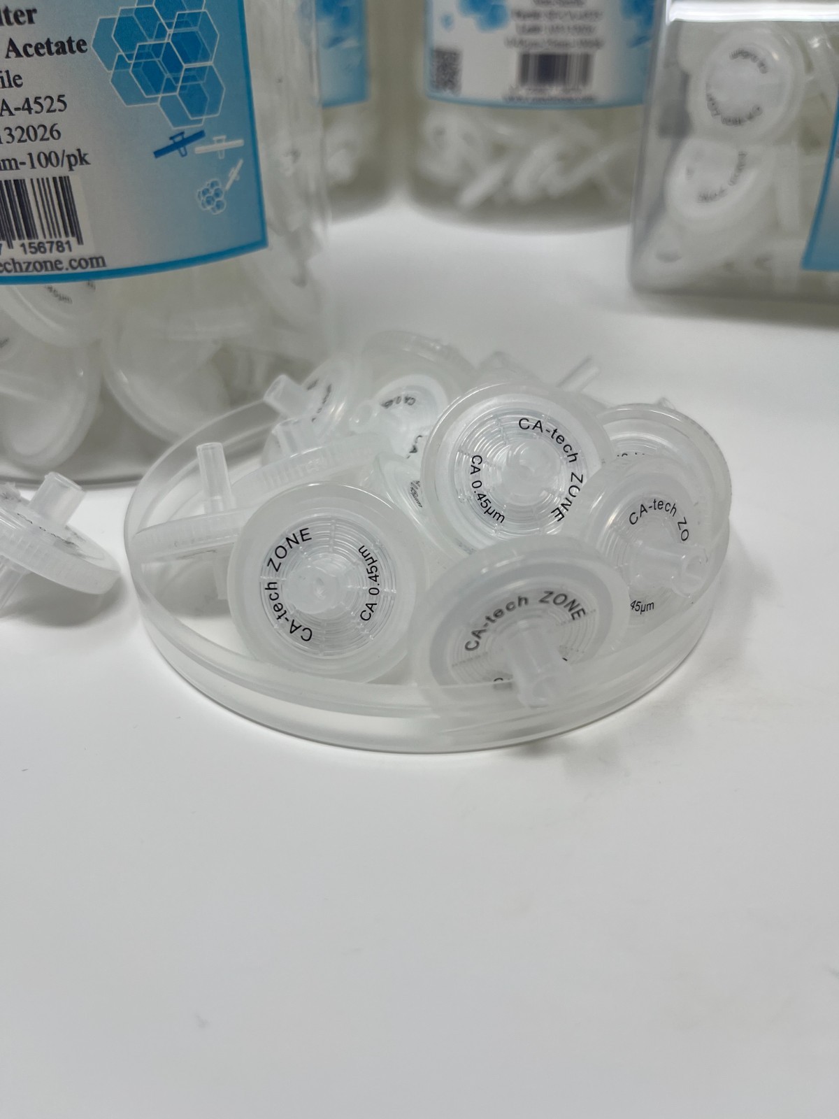 Syringe Filter (CA) Cellulose Acetate Nonsteril,0.45μm,25mm(100/pk) CA-tech ZONE