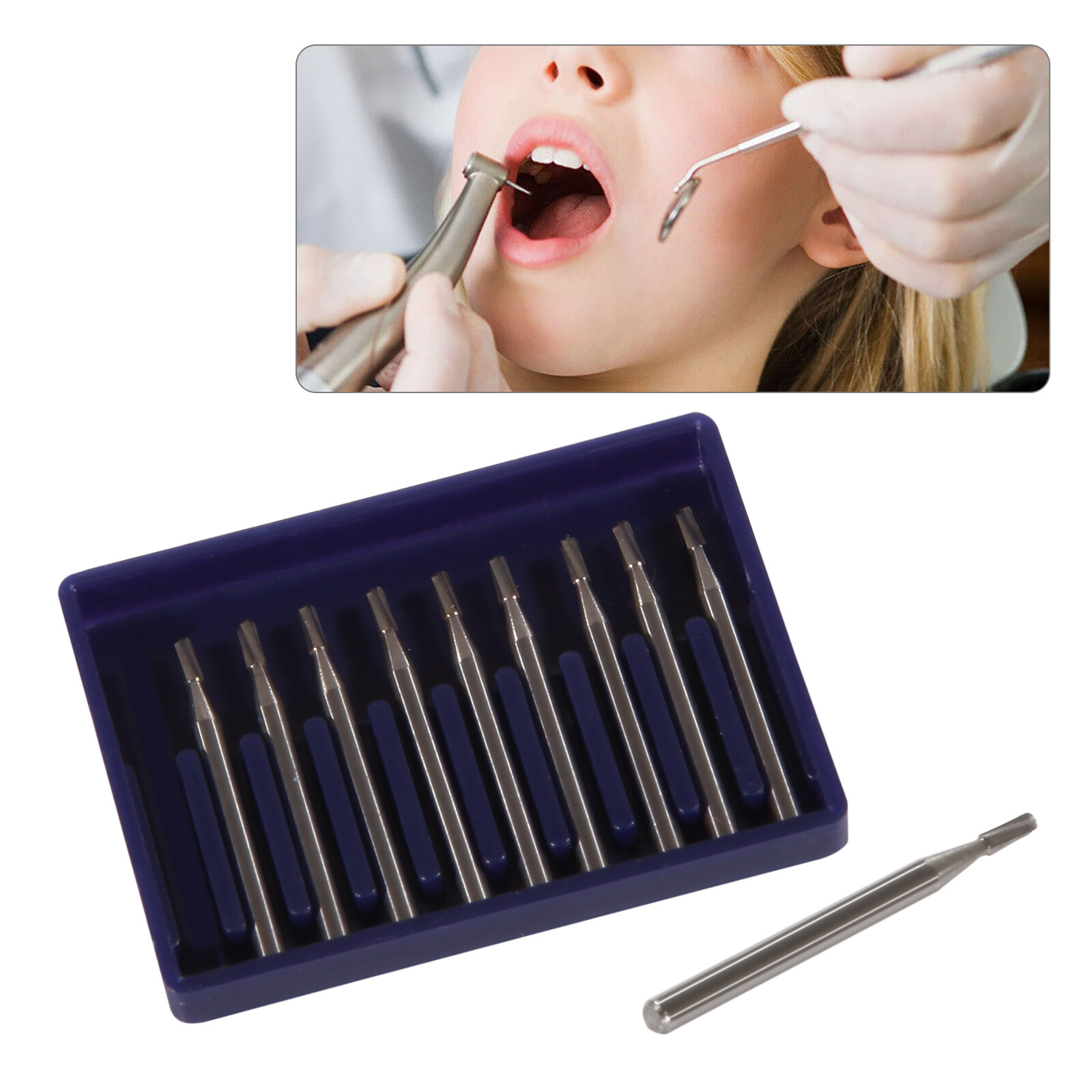10Pcs Dental Tungsten Carbide Burs Pear-Shaped Tungsten Steel FG 245 Bur Drills