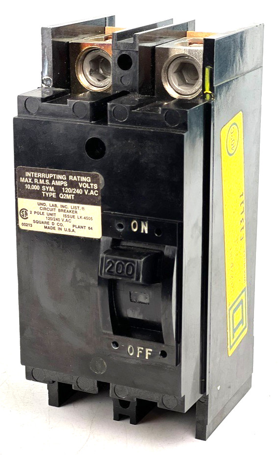 Square D Q2M2200MT 200 Amp 2 Pole Circuit Breaker Type Q2MT 240V 2P 200A — NICE