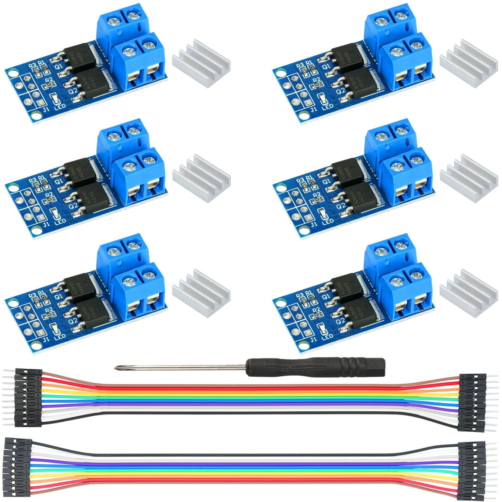 MTDELE 6Pcs MOSFET Switch Drive Module DC 5V-36V 15A(Max 30A) 400W Dual black