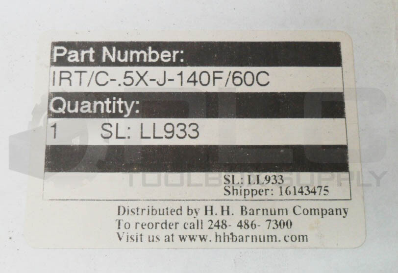 NEW H.H. BARNUM IRT/C-.5-J-140F/60C INFARED THERMOCOUPLE IRT/C-.5X-J-140F/60C