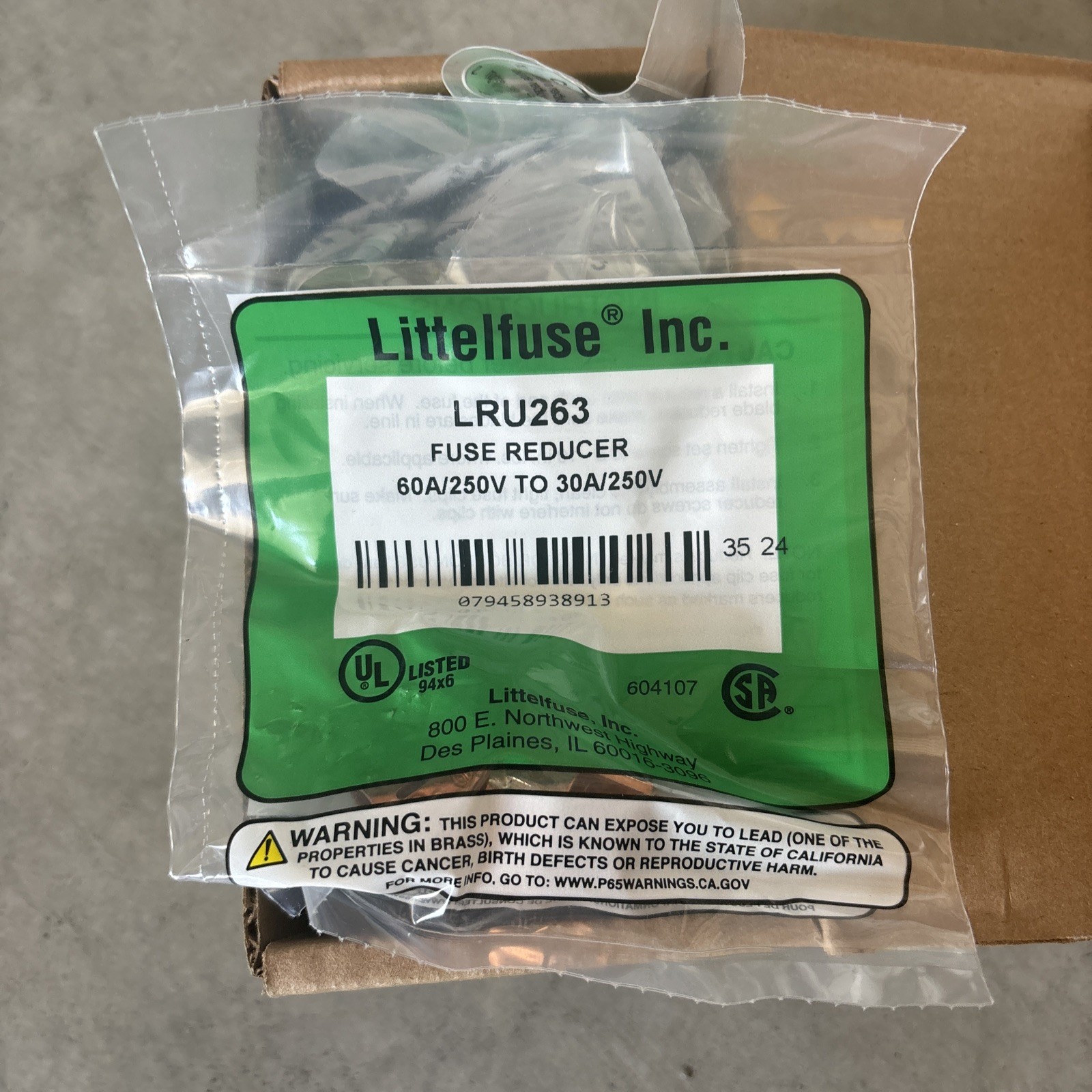 New Case Of 10 Littlefuse LRU263 Class R Fuse Reducer 60 – 30 Amps