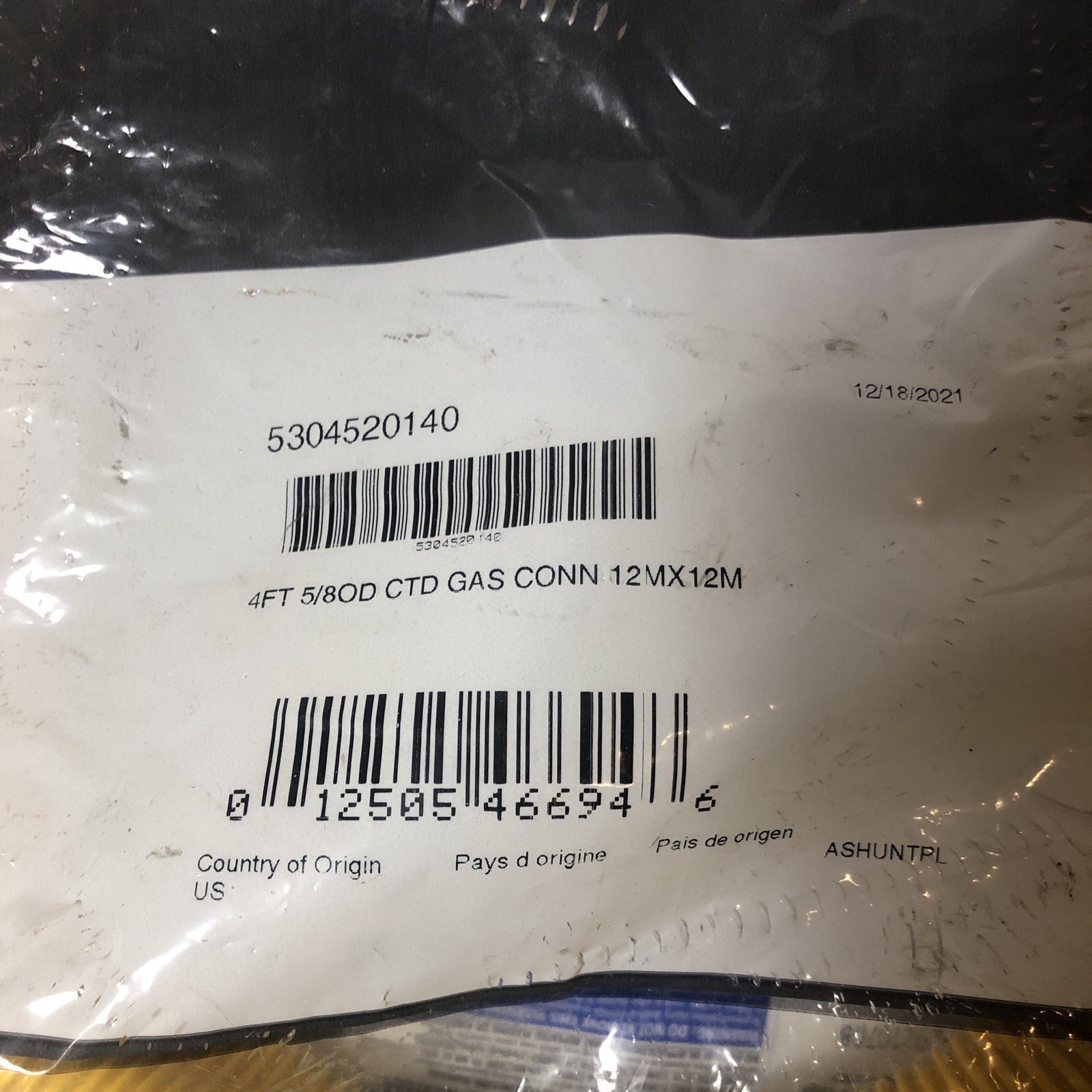Smart Choice Eastman Steel-flex Gas Connector 30YE505048 4ft 5/8OD CTD 12x12m
