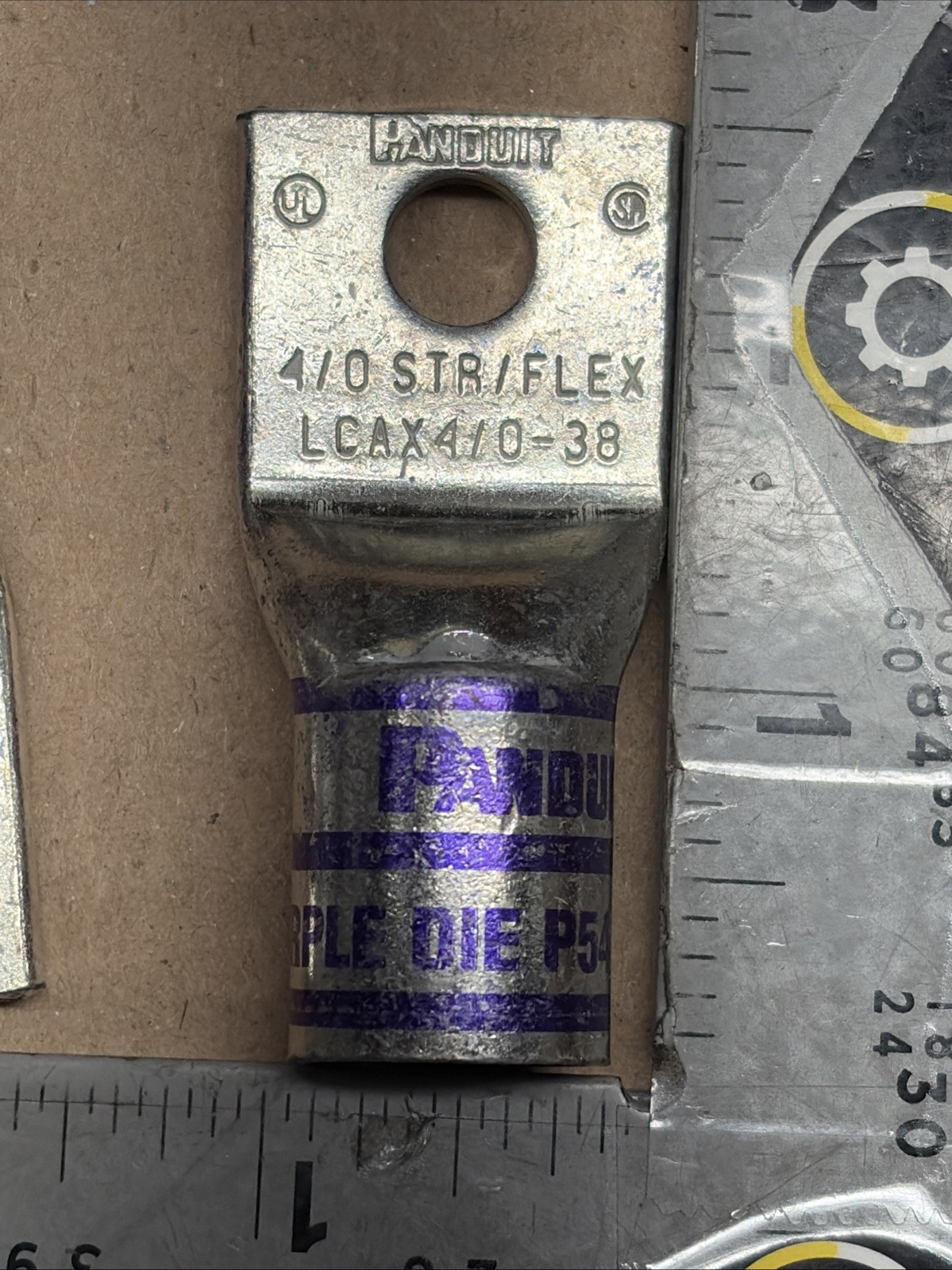 NEW [Qty-6] PANDUIT LCAX4/0-38-X Flex Copper Compression Lugs _Purple Die P54-15
