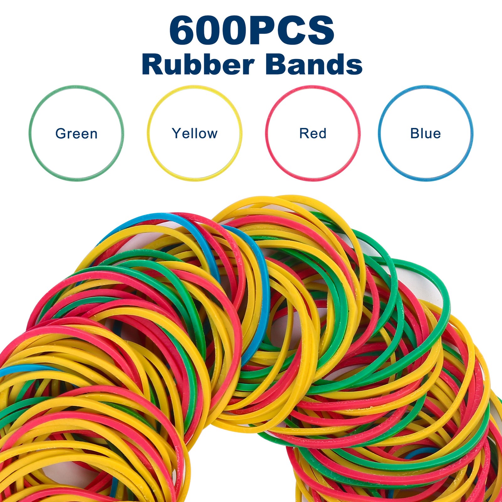 600PCS Elastic Sturdy Rubber Bands Multicolor