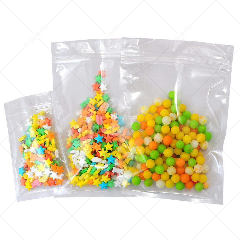 Assorted Sizes & Colors Glossy Flat-Lying Plastic Mylar Zip Lock Pouch Bag