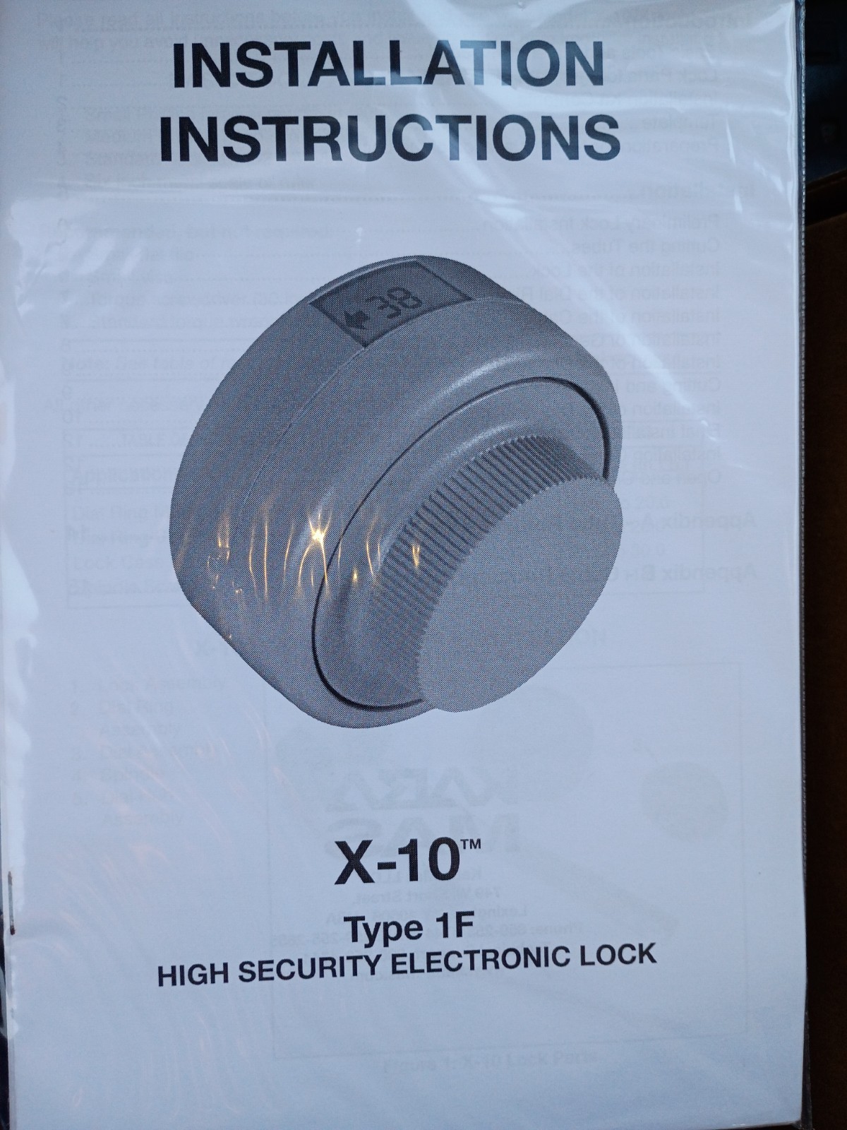 Kaba Mas X-10 Type 1F High Security Electronic Lock Kit Open Box NO WARRANTY