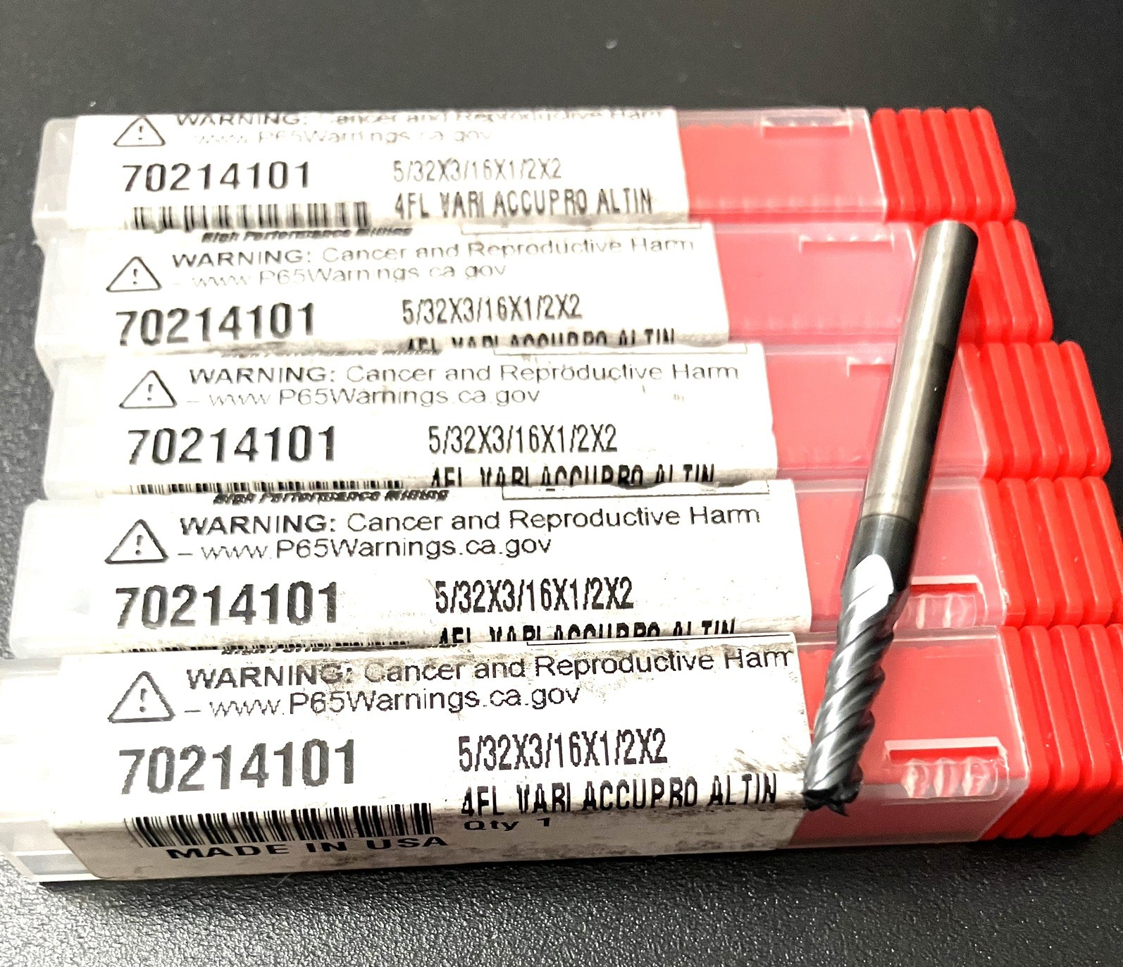 2PCS Accupro 70214101 5/32″ 4 Flute Square End Mill Solid Carbide AlTiN CNC New
