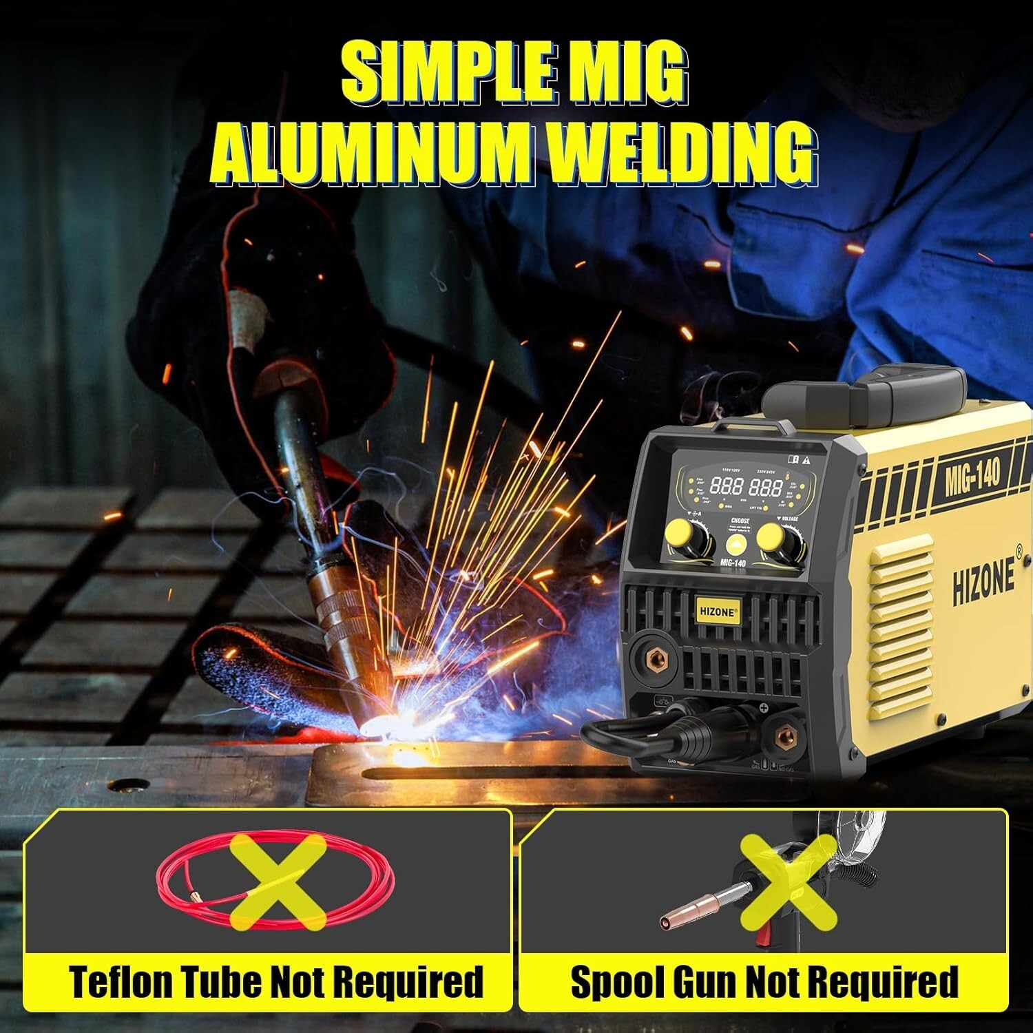 HIZONE 6 in 1 MIG Welder 120V/240V Dual-voltage IGBT Inverter Welding Machine
