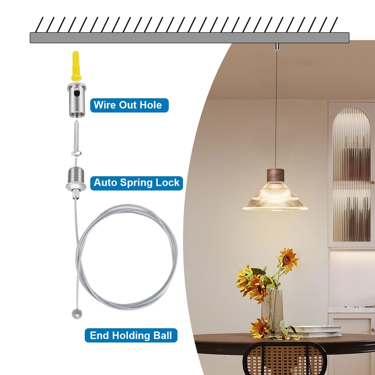 Best 20 Sets Hanging Wire Cable Kit for Hexagon Garage Light 3.28ft Honeycomb
