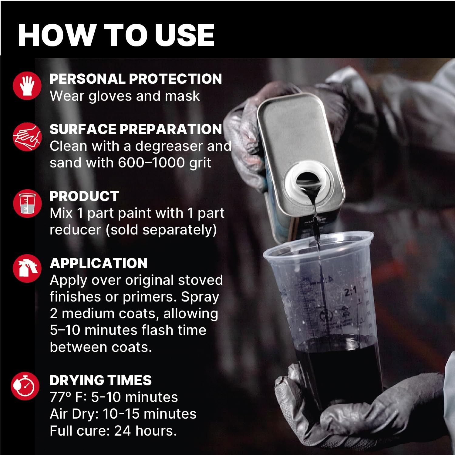 LAUCO Black 1K Basecoat Automotive Paint – 1 Quart – Spray Gun Ready [87287]