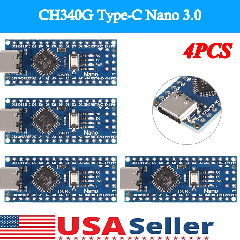 4PCs ATmega328P CH340 Type-C NANO V3.0 Module 5V 16M Development Board