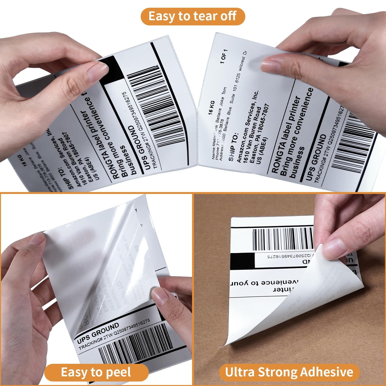 Rongta Fanfold 4×6 Direct Thermal Labels, Perforated Shipping Label Printer P…