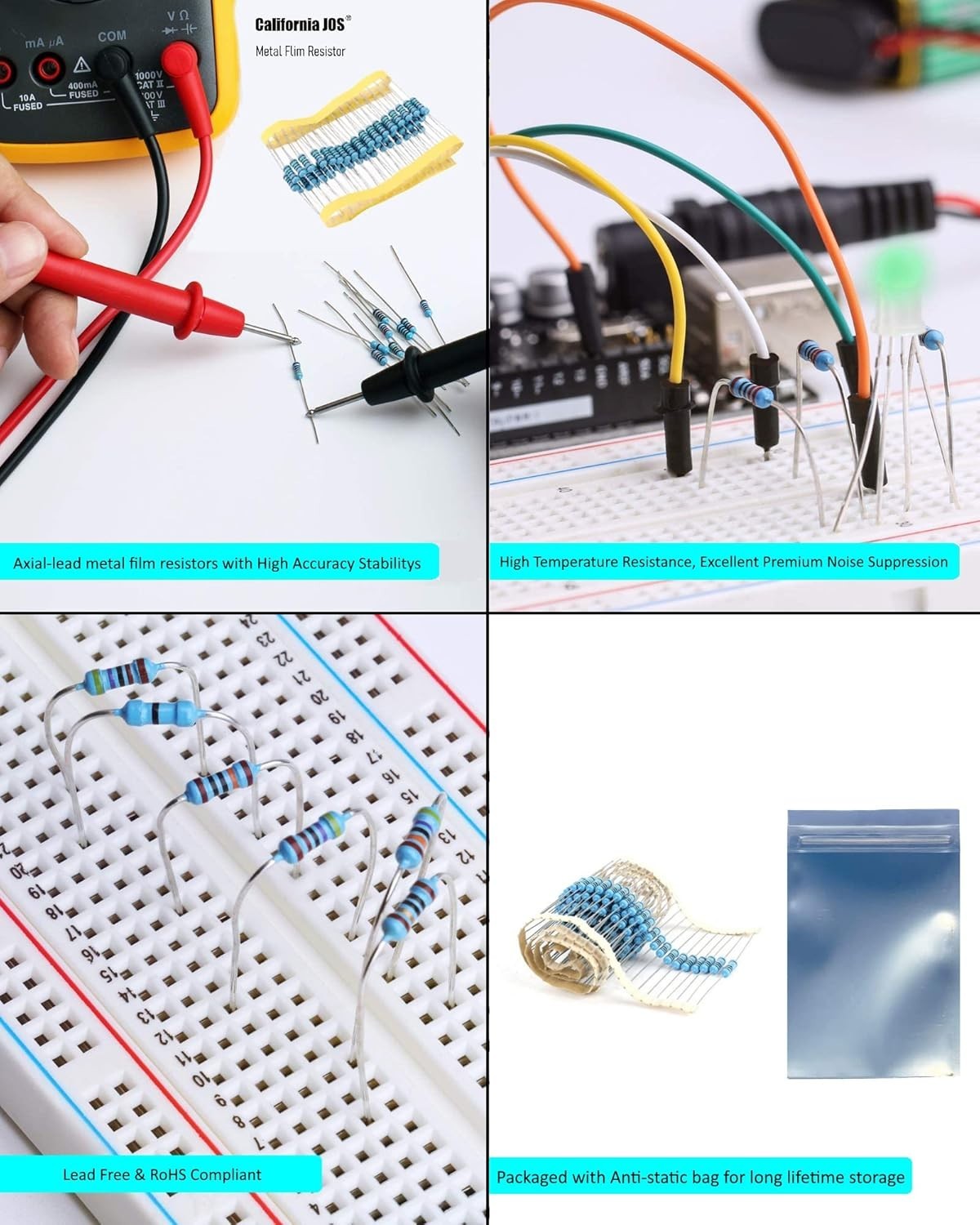 Durable 100 PCS 10K ohm Resistors – 1/4W ±1% with Excellent Noise Suppression