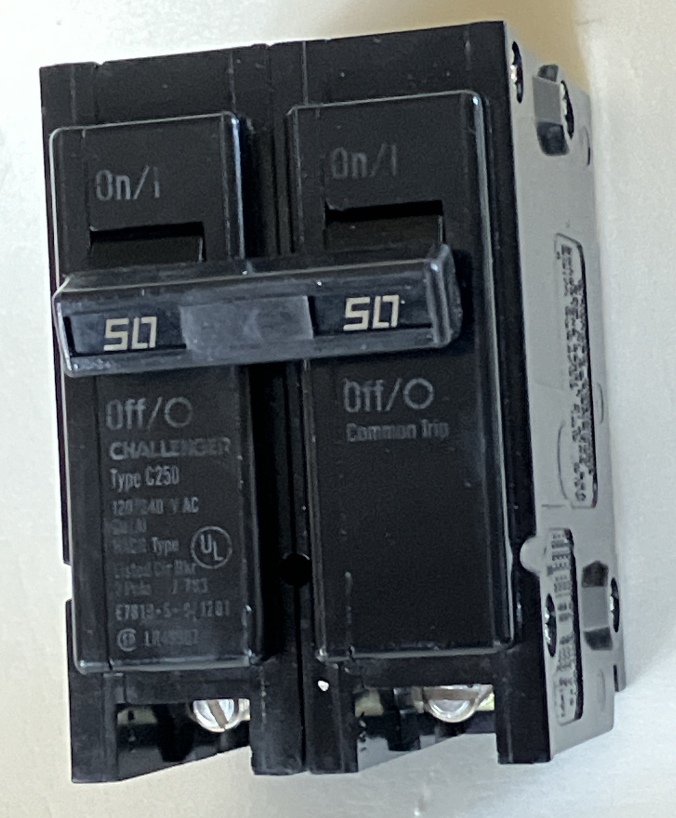 Challenger (GTE Sylvania) C250 BR250 2 Pole 50 Amp Circuit Breaker 240 Volt NEW