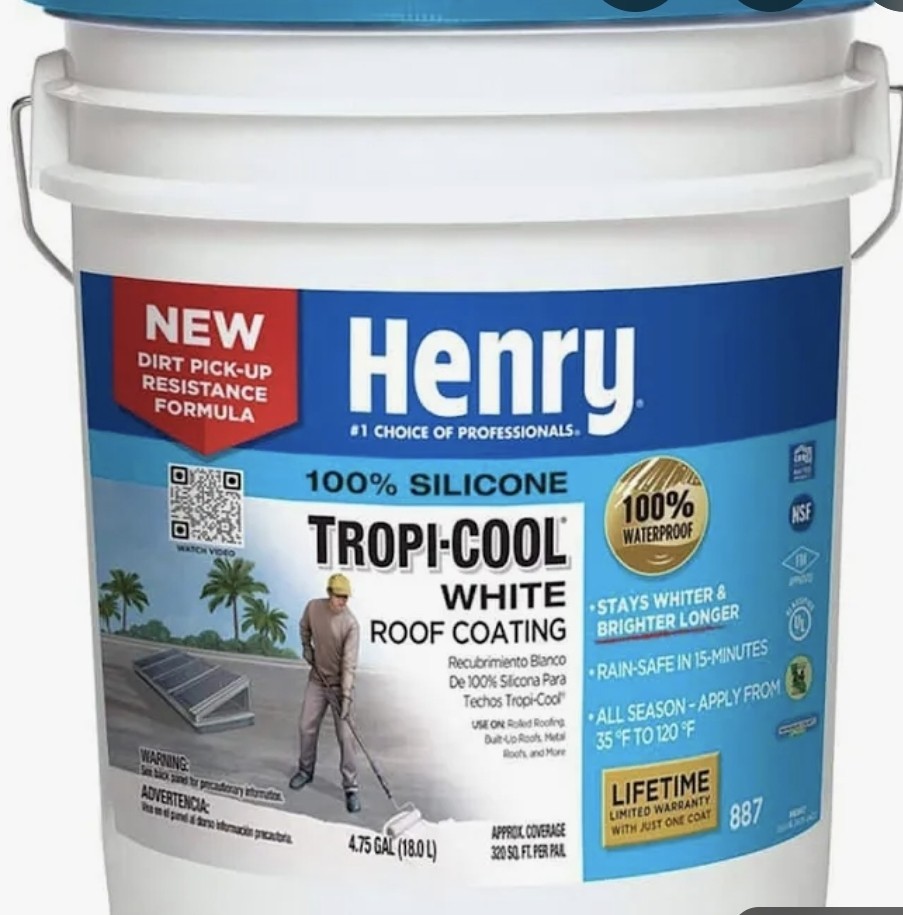 Henry 887 Tropicool 4.75 Gal Silicone Reflective Roof Coating – HE887HS018