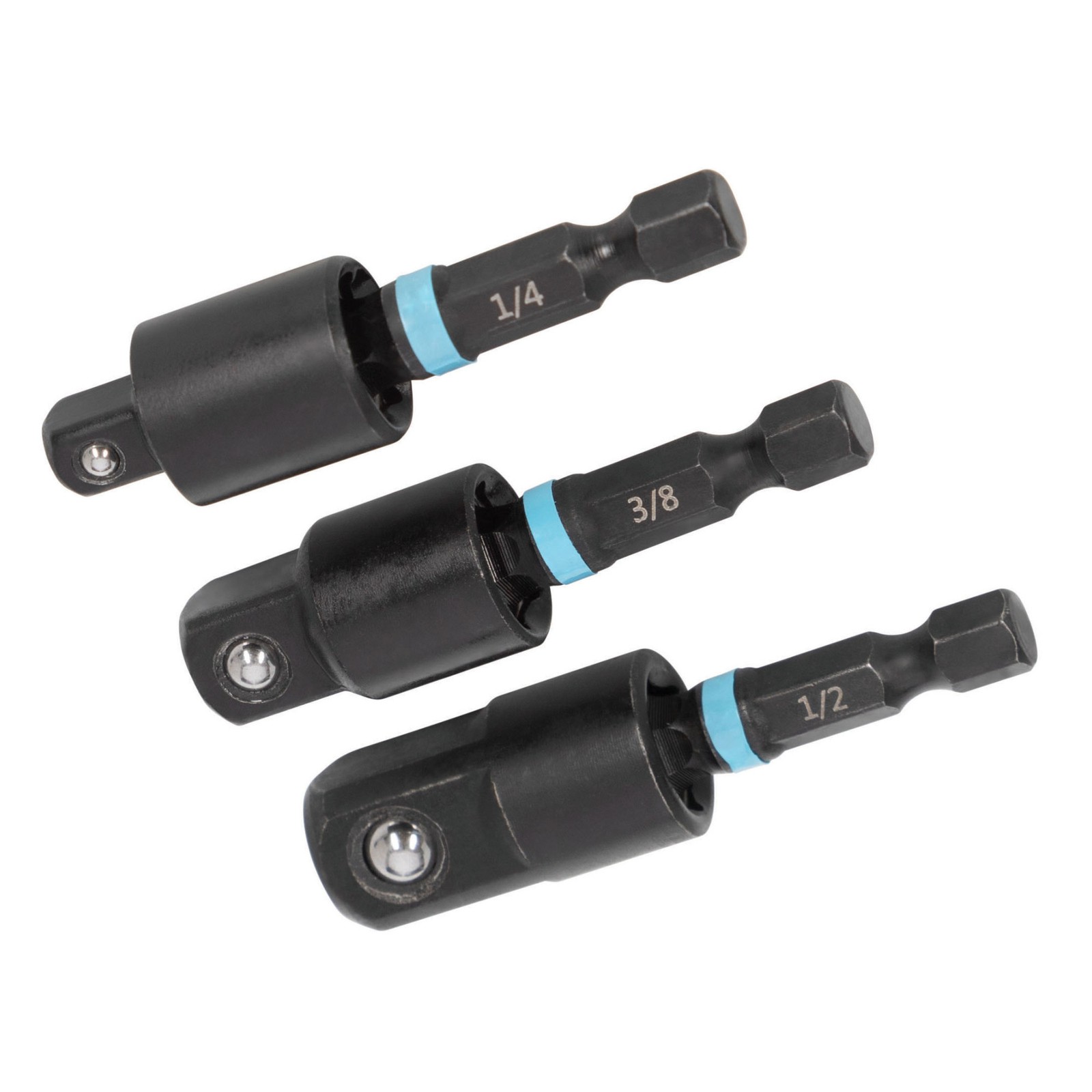 Spyder 3pc 3 in. Swivel Joint Socket Adapter Set 1/4, 3/8, and 1/2-Inch 19708