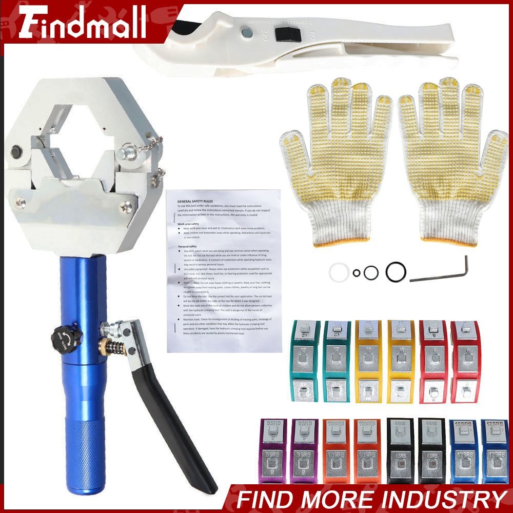 Findmall With 7Dies Hydraulic Hose Crimper Tool Air Conditioning Repaire Crimper