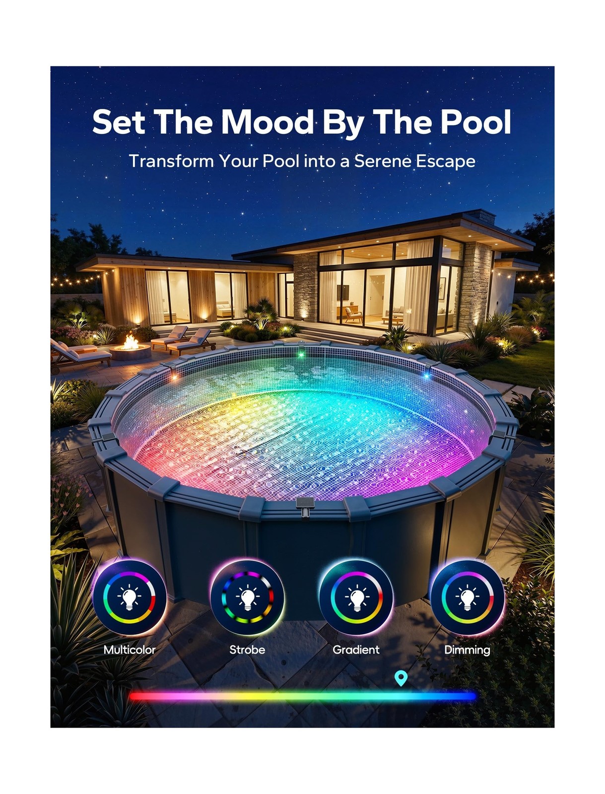 Solar Pool Lights for Inground & Above Ground Pool, 10-Color 4-Mode LED Pool …