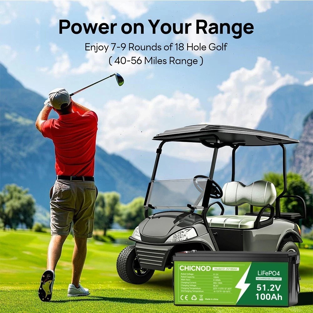 48V 100Ah LiFePO4 Lithium Battery Built-in 200A BMS 54.8V Battery For Golf Carts