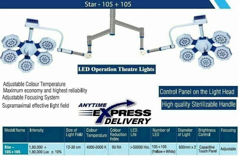 Common Arm Ceiling mounted Double Dome LED OT Light Surgical Operating Light