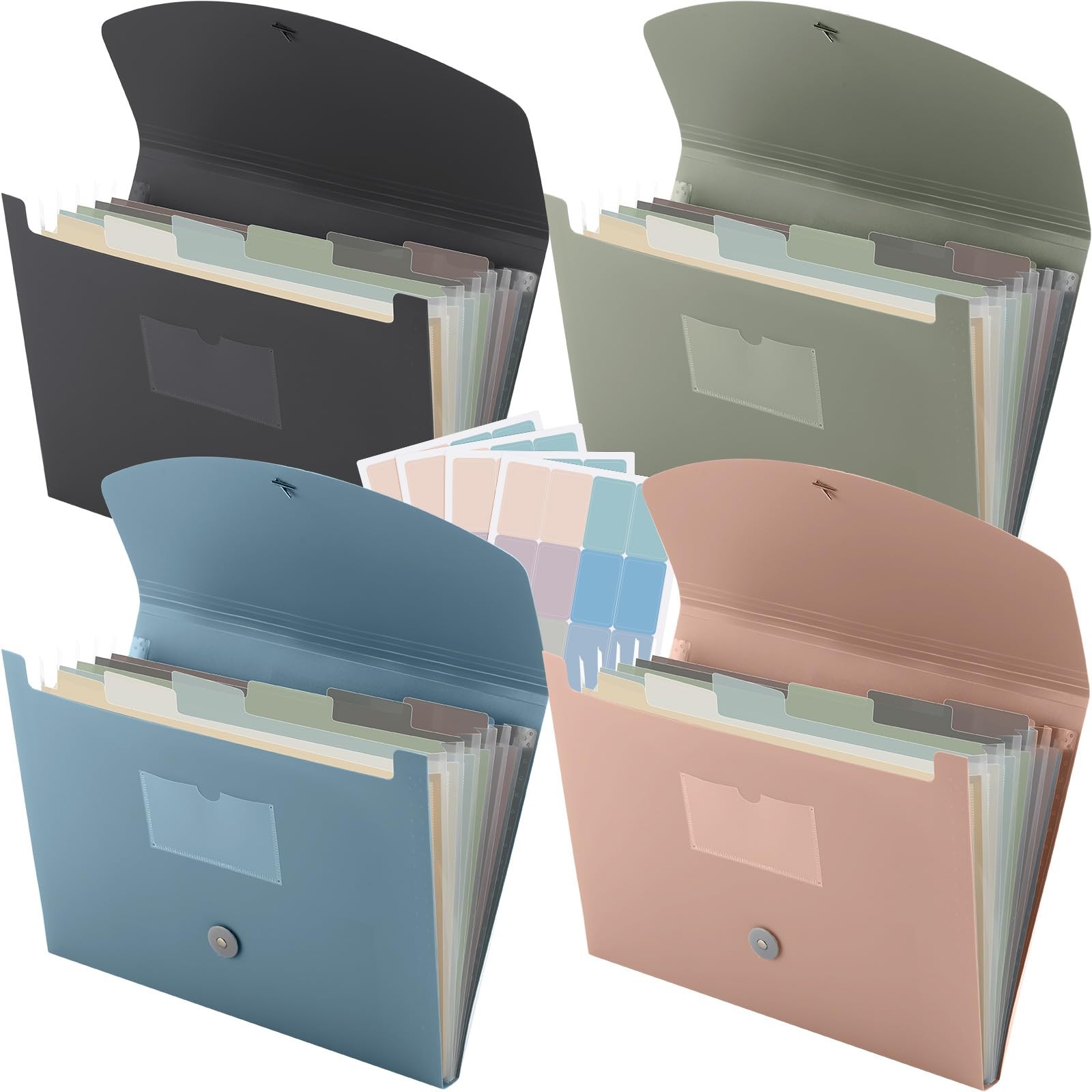 Harloon 4 Pack Expanding File Folder 7 Pocket, Classic Color
