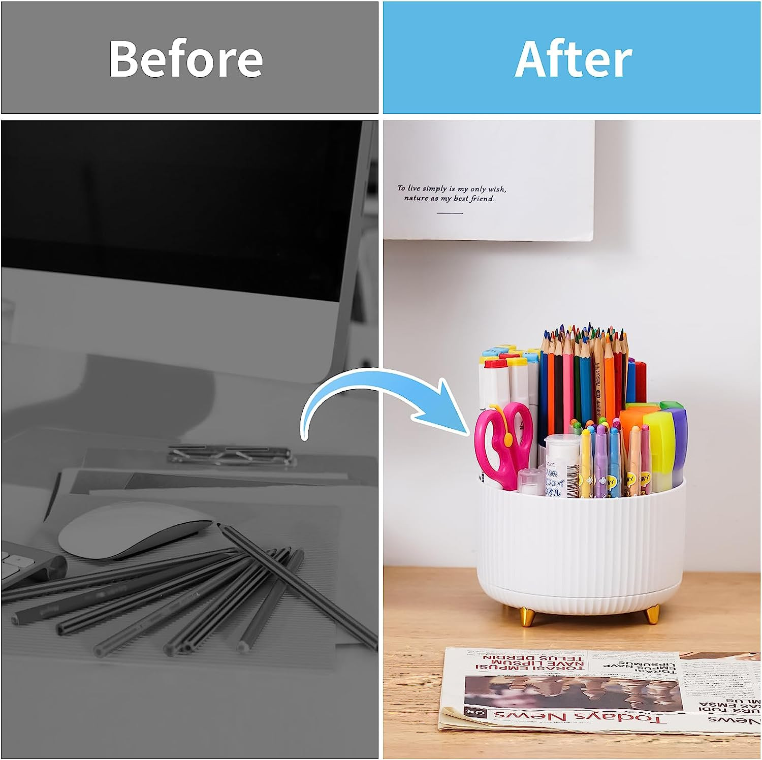 Desk Organizer, 360-Degree Rotating Pen Holder, Desk Organizers and Accessories